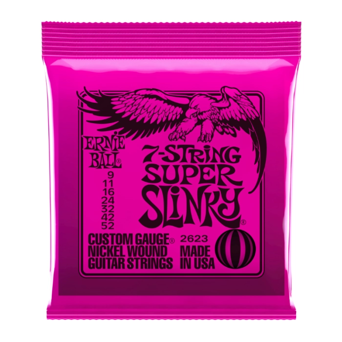 Stygos 7-stygei elektrinei gitarai Ernie Ball Slinky Nickel Wound .009-.052 2623