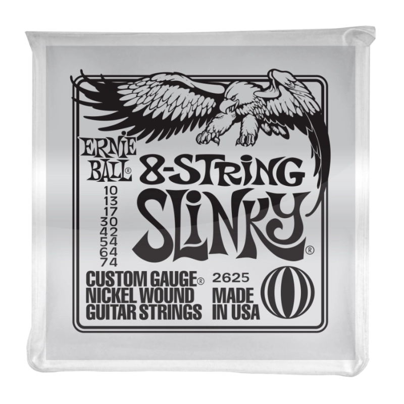 Stygos 8-stygei elektrinei gitarai Ernie Ball Slinky Nickel Wound .010-.074 2625