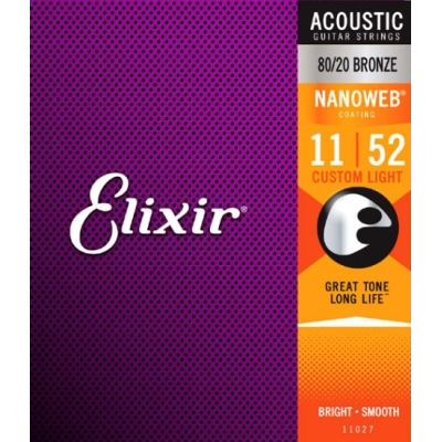 Stygos akustinei gitarai Elixir Nanoweb 80/20 bronze .011-.052 11027