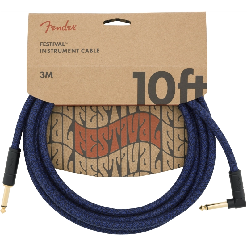 Instrumentinis laidas Fender 10 ANGLED FESTIVAL INSTRUMENT CABLE, BLUE DREAM