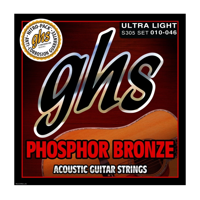 Stygos akustinei gitarai GHS Phosphor Bronze 10-46 S305