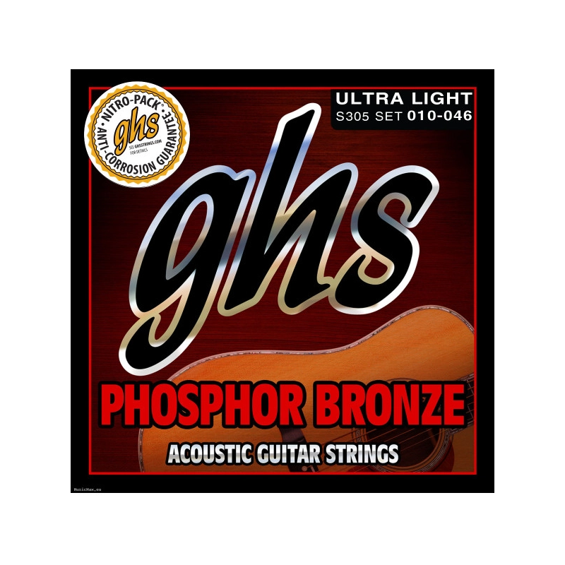 Stygos akustinei gitarai GHS Phosphor Bronze 10-46 S305