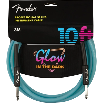 Instrumentinis laidas Fender Professional Glow in the Dark Cable, Blue 10