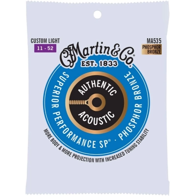 Stygos akustine gitarai Martin Custom Light MA535 Phosphor Bronze 11-52