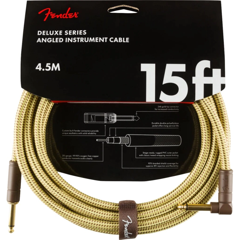 Laidas Fender Deluxe 15 Angled Instrument Cable Tweed