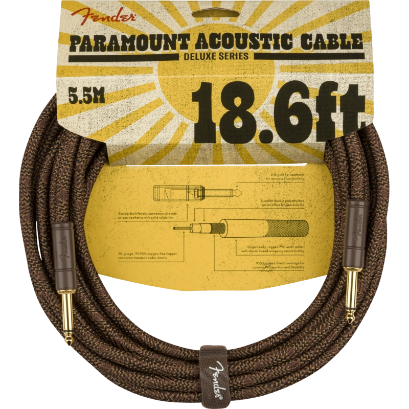 Laidas gitarai Fender Paramount 18.6 Acoustic Instrument Cable, Brown