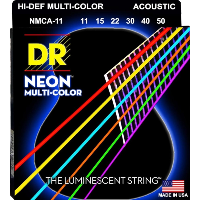 Stygos akustinei gitarai DR Neon Multi-Color 11-50 NMCA-11