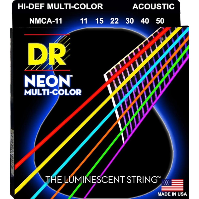 Stygos akustinei gitarai DR Neon Multi-Color 11-50 NMCA-11