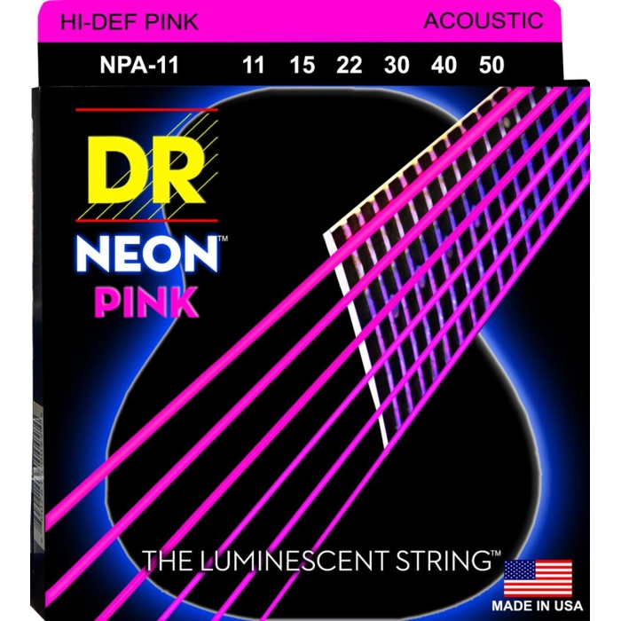 Stygos akustinei gitarai DR Neon Pink 11-50 NPA-11