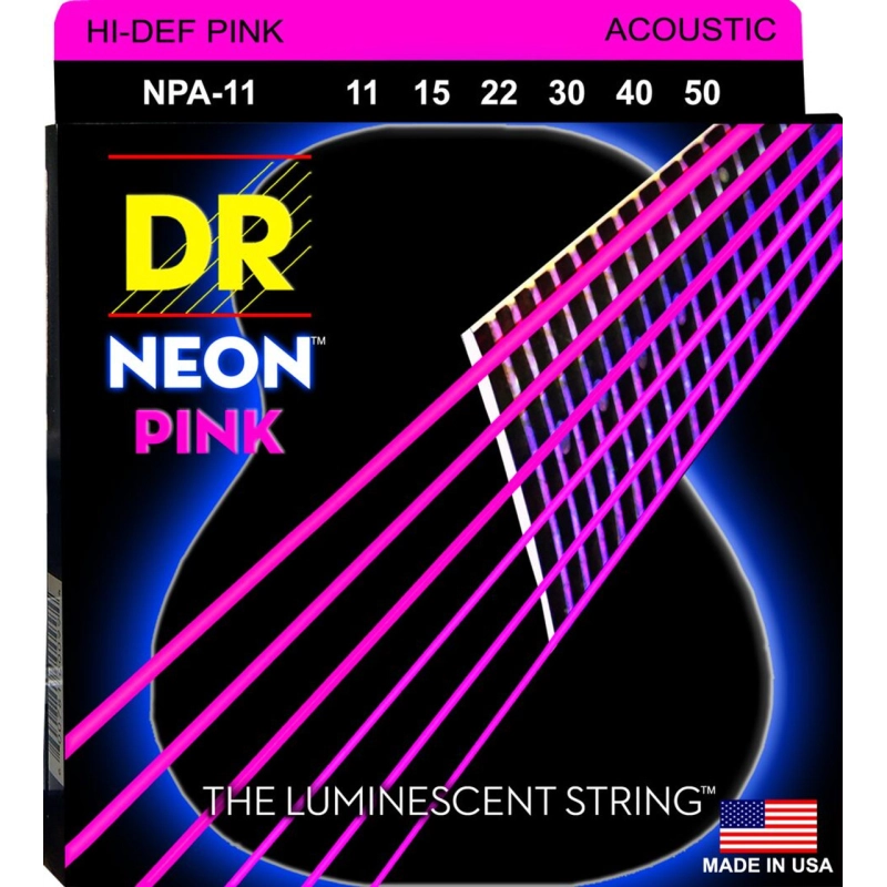 Stygos akustinei gitarai DR Neon Pink 11-50 NPA-11