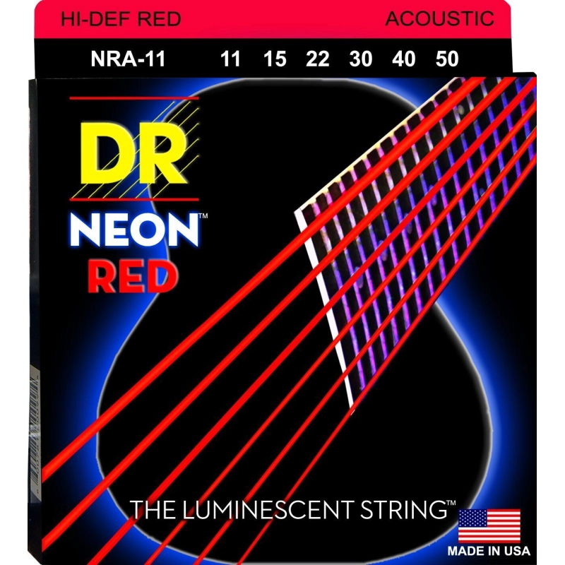 Stygos akustinei gitarai DR Neon Red 11-50 NRA-11