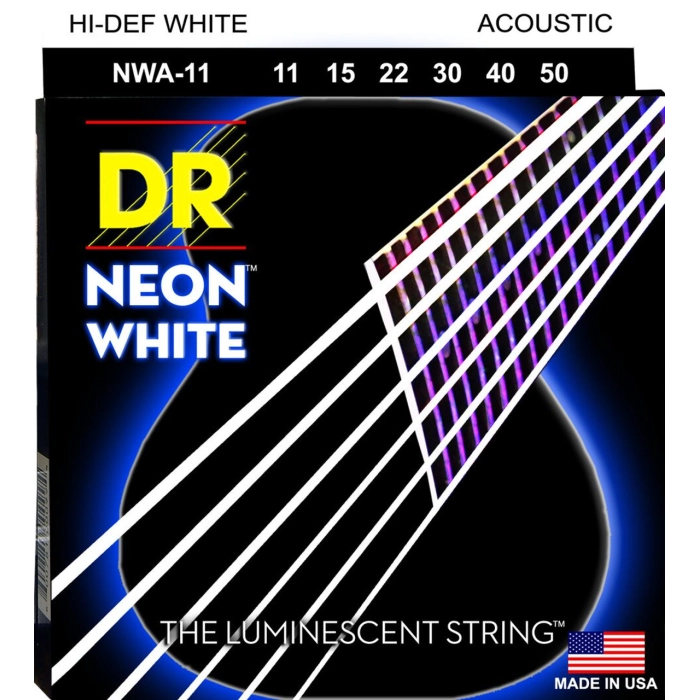 Stygos akustinei gitarai DR Neon White 11-50 NWA-11