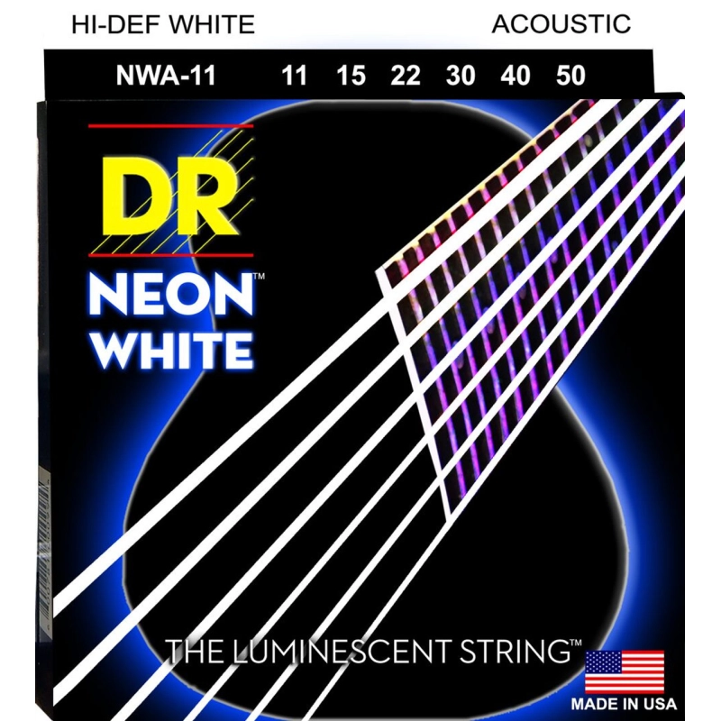 Stygos akustinei gitarai DR Neon White 11-50 NWA-11