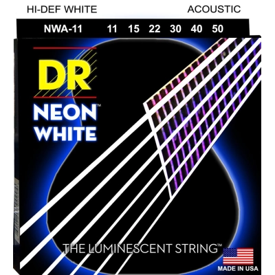 Stygos akustinei gitarai DR Neon White 11-50 NWA-11