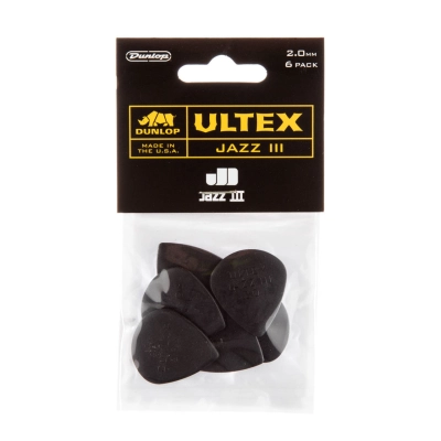 Brauktukai 6 vnt. Dunlop ULTEX JAZZ III PICK 2MM 6 PLAYER PACK