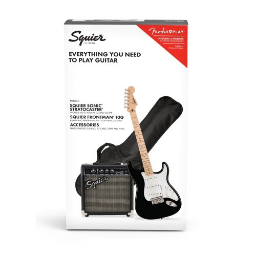 Electric guitar set Squier Sonic Stratocaster BLK + Frontman 10G