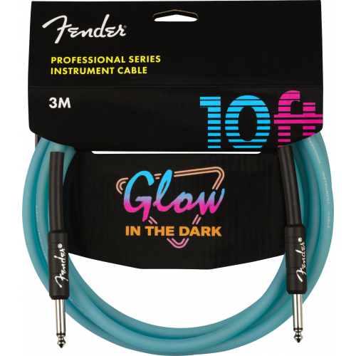 Instrumentinis laidas Fender Professional Glow in the Dark Cable, Blue 10'