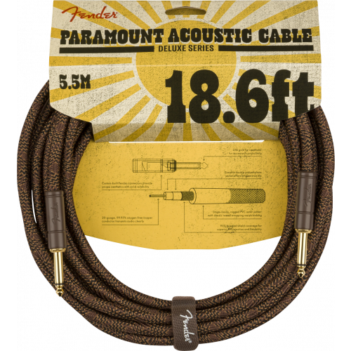 Laidas gitarai Fender Paramount 18.6' Acoustic Instrument Cable, Brown