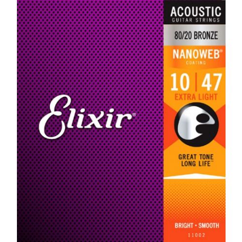 Acoustic guitar strings Elixir Nanoweb 80/20 bronze .010-.047 11002