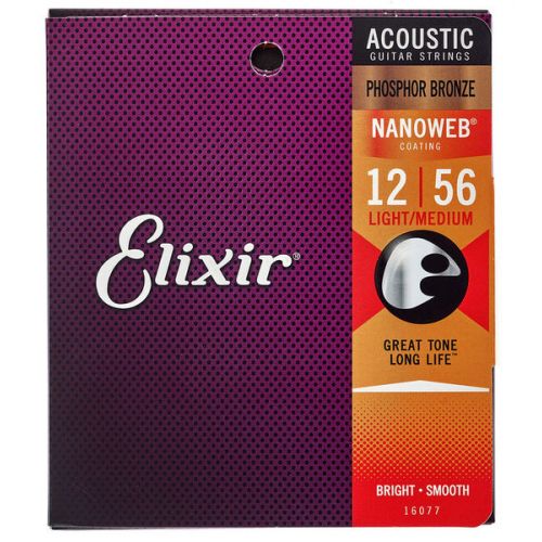 Stygos akustinei gitarai Elixir Nanoweb .012-.056 