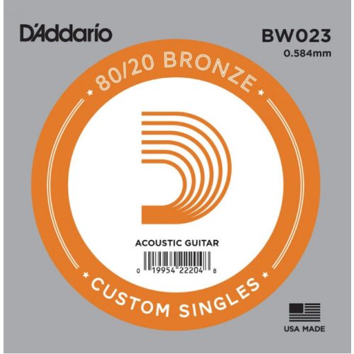 Styga akustinei gitarai D'Addario Single 80/20 Bronze .023 BW023