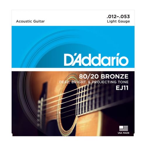 Acoustic guitar strings D'Addario 80/20 Bronze .012-.053 EJ11