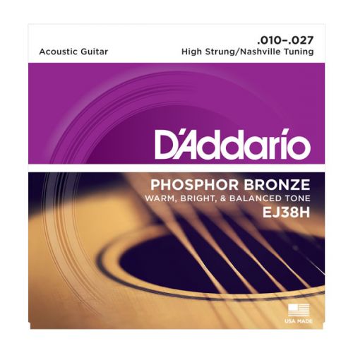 Stygos akustinei gitarai D'Addario Phosphor Bronze, Nashville Tuning .010-.027 EJ38H