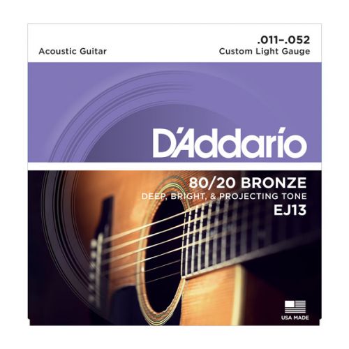 Stygos akustinei gitarai D'Addario 80/20 Bronze .011-.052 EJ13