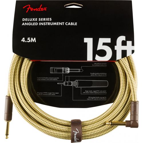 Laidas Fender Deluxe 15' Angled Instrument Cable Tweed