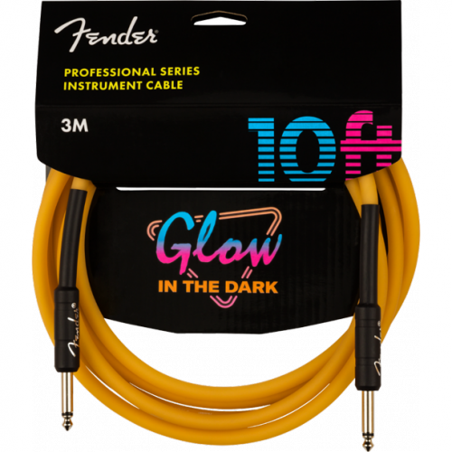 Laidas gitarai Fender Professional Series Glow in the Dark Cable, Orange, 10'