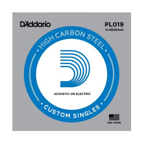 Acoustic/electric guitar string D'Addario Single Plain Steel .019 PL019