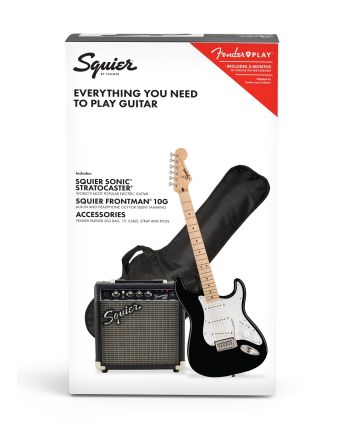 Electric guitar set Squier Sonic Stratocaster BLK + Frontman 10G