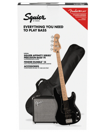 Bosinės gitaros komplektas Squier Pack PJ Bass MN BLK R15