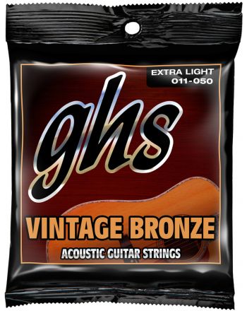 Stygos akustinei gitarai GHS Vintage Bronze Ultra Light 11-50 VN-XL