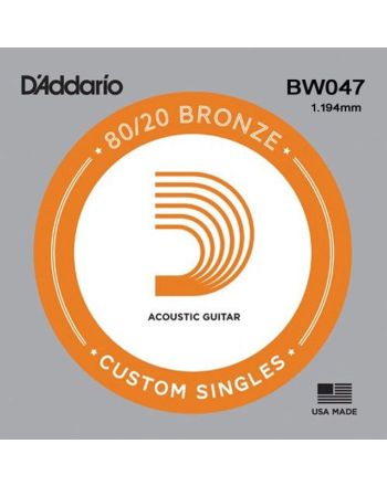 Styga akustinei gitarai D'Addario Single 80/20 Bronze .047 BW047