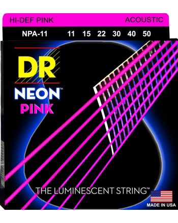 Stygos akustinei gitarai DR Neon Pink 11-50 NPA-11
