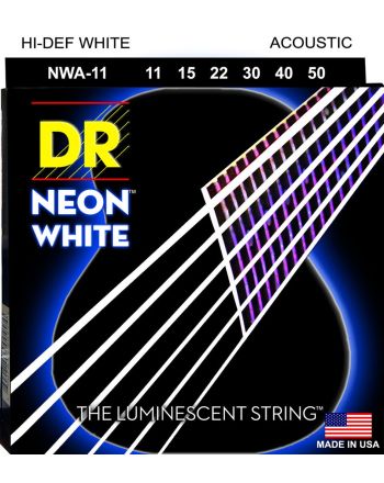 Stygos akustinei gitarai DR Neon White 11-50 NWA-11