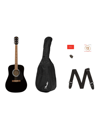 Gitaros komplektas Fender Fa-115 Black Pack V2