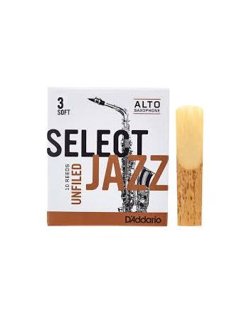 Alto saxophone reed 3 Soft D'Addario Select Jazz RRS10ASX3S