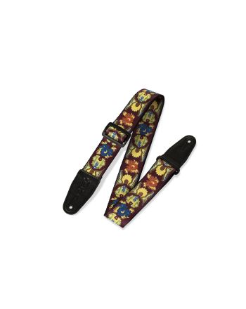 Diržas gitarai Levy's 2" Polyester Guitar Strap With Printed Design, Garment Leather Ends And Tri-glide Adjustment. Adjustable To 65"
