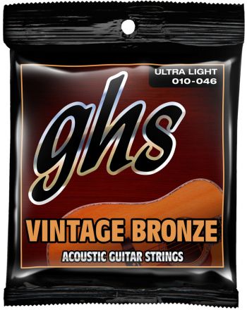 Stygos akustinei gitarai GHS Vintage Bronze Ultra Light 10-46 VN-UL